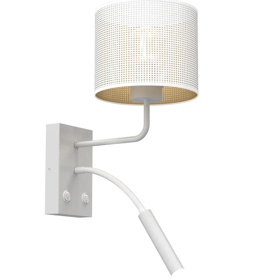 Wandleuchten|Schlafzimmer Lampen*Luminex Wandleuchte Metall Weiß Gold E27 G9 Lesearm Schalter
