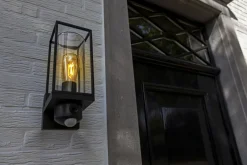 Metall Lampen|Moderne Außenleuchten*Eco-Light Wandleuchte mit Bewegungsmelder Aluminium Glas Schwarz