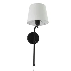 Searchlight Wandleuchte mit Kabel Schalter E27 Schwarz Natur< Wandleuchten|Wohnzimmerlampen