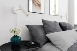 Wandleuchten|Flurlampen*By Rydéns Wandleuchte mit Kabel Schalter Weiß Gold GU10 verstellbar