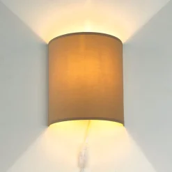 Nowodvorski Wandleuchte mit Kabel Schalter Kaffeebraun Stoff ALICE< Stofflampen|Schlafzimmer Lampen