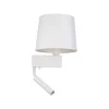 Nowodvorski Wandleuchte mit Leselampe Schalter Weiß Stoffschirm< Stofflampen|Moderne Lampen