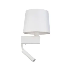 Nowodvorski Wandleuchte mit Leselampe Schalter Weiß Stoffschirm< Stofflampen|Moderne Lampen