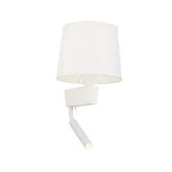 Nowodvorski Wandleuchte mit Leselampe Schalter Weiß Stoffschirm< Stofflampen|Moderne Lampen