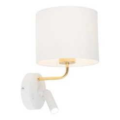 Wandleuchten|Moderne Lampen*TK Lighting Wandleuchte mit Leselampe Schalter Weiß Gold DEMETRIO