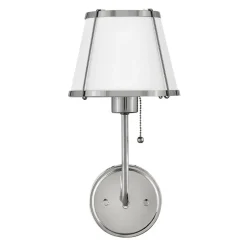 Wandleuchten|Wohnzimmerlampen*Elstead Wandleuchte mit Schalter Metall 40 cm hoch Nickel Weiß