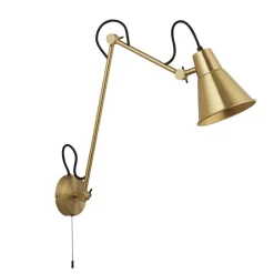Wandleuchten|Küchenlampen*Searchlight Wandleuchte mit Schalter in Messing Gelenk verstellbar Metall