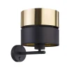 Wohnzimmerlampen|Stofflampen*TK Lighting Wandleuchte mit Schalter Stoff Metall Schwarz Gold E27