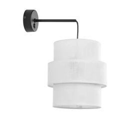 TK Lighting Wandleuchte mit Schalter Stoff Metall Weiß Schwarz E27 GREET< Wandleuchten|Schlafzimmer Lampen