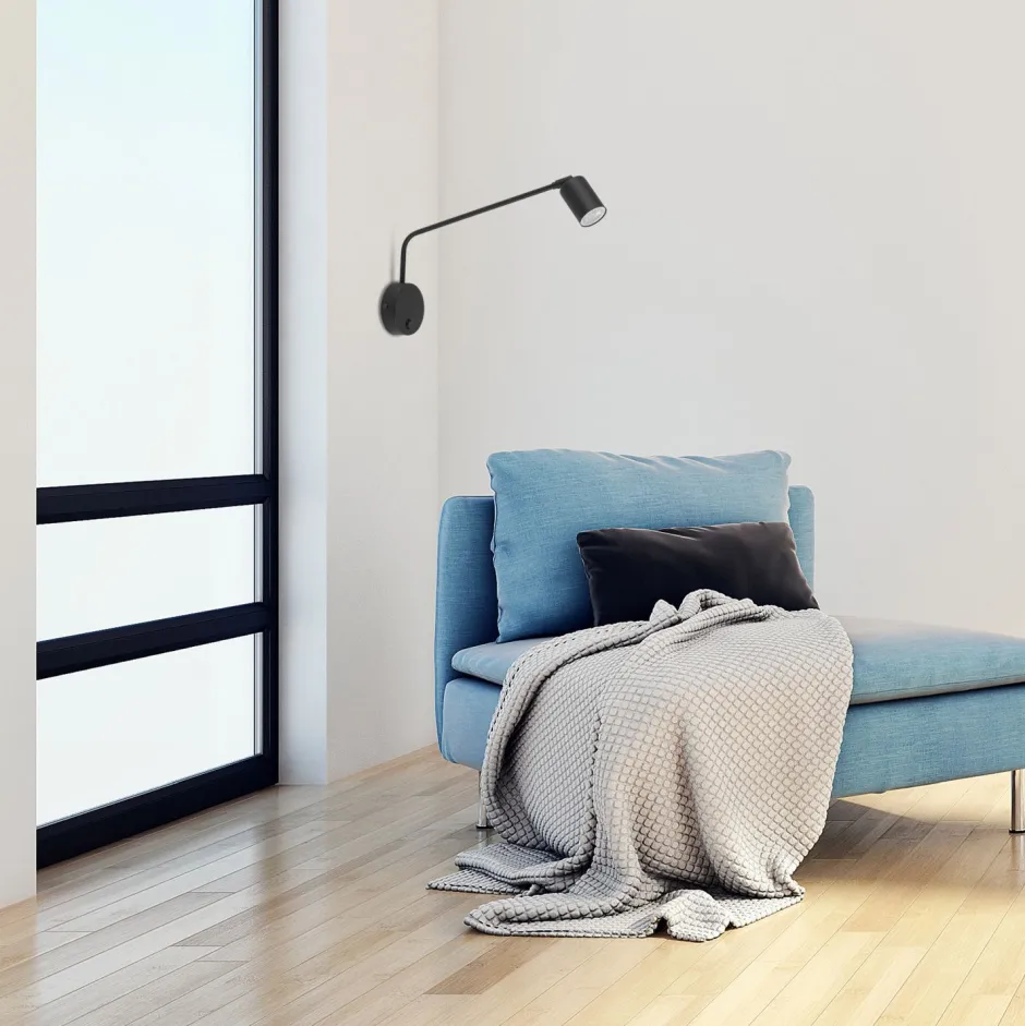 Easylight Wandleuchte mit Schalter Metall verstellbar GU10 Schwarz< Wandleuchten|Küchenlampen