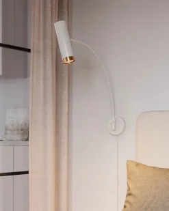 Wandleuchten|Wohnzimmerlampen*By Rydéns Wandleuchte mit Schalter Weiß Metall Schwenkarm GU10