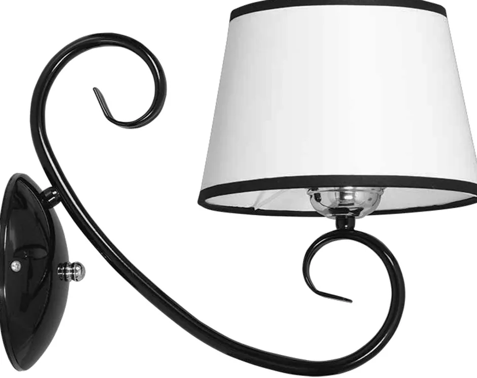Emibig Wandleuchte mit Schirm Weiß Schwarz Klassisch< Wandleuchten|Stofflampen