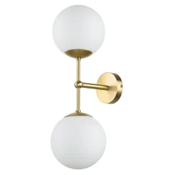 Giovanni Battista Wandleuchte MUSA Messing Glas in Bronze hell Weiß< Glaslampen|Metall Lampen