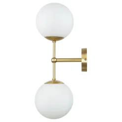 Giovanni Battista Wandleuchte MUSA Messing Glas in Bronze hell Weiß< Glaslampen|Metall Lampen