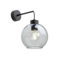 Wandleuchten|Küchenlampen*TK Lighting Wandleuchte Rauchglas Metall H: 28 cm E27 Schwarz Graphit