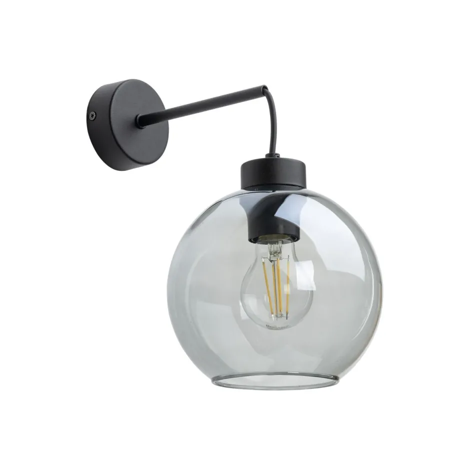 Wandleuchten|Küchenlampen*TK Lighting Wandleuchte Rauchglas Metall H: 28 cm E27 Schwarz Graphit