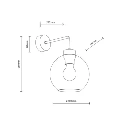 Wandleuchten|Küchenlampen*TK Lighting Wandleuchte Rauchglas Metall H: 28 cm E27 Schwarz Graphit
