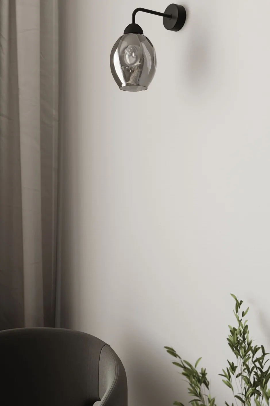 Sollux Wandleuchte Rauchglas Schwarz E27 dekorativ SEGIN< Wandleuchten|Küchenlampen