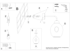 Sollux Wandleuchte Rauchglas Schwarz E27 dekorativ SEGIN< Wandleuchten|Küchenlampen