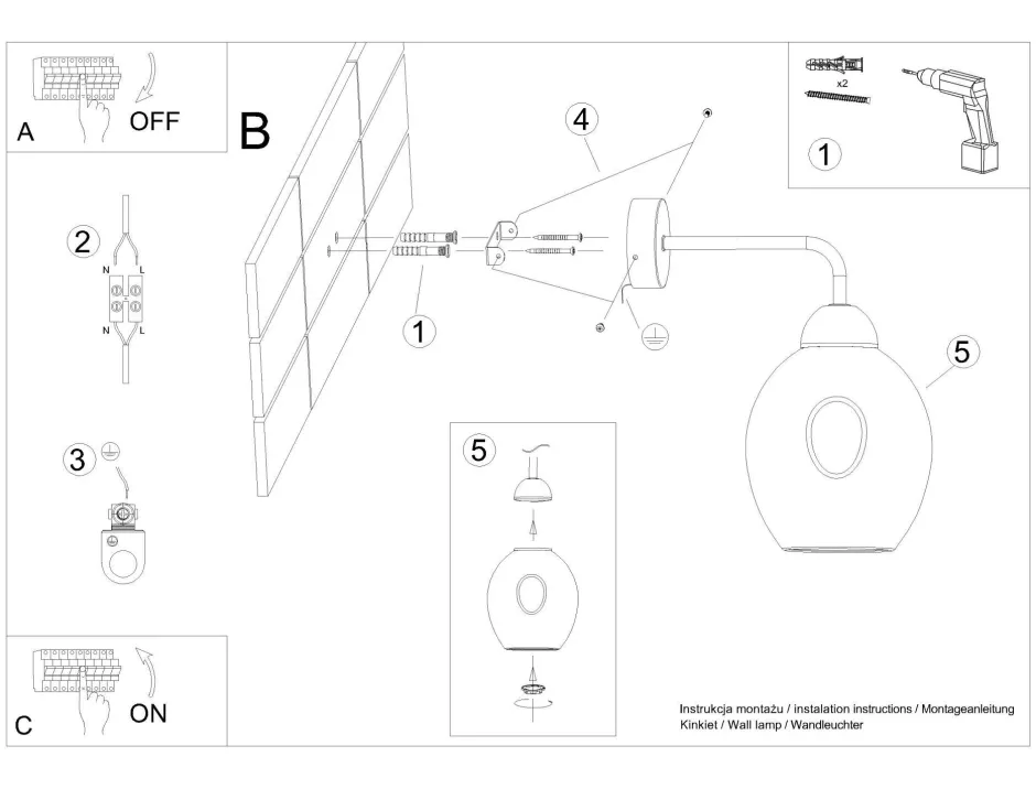 Sollux Wandleuchte Rauchglas Schwarz E27 dekorativ SEGIN< Wandleuchten|Küchenlampen