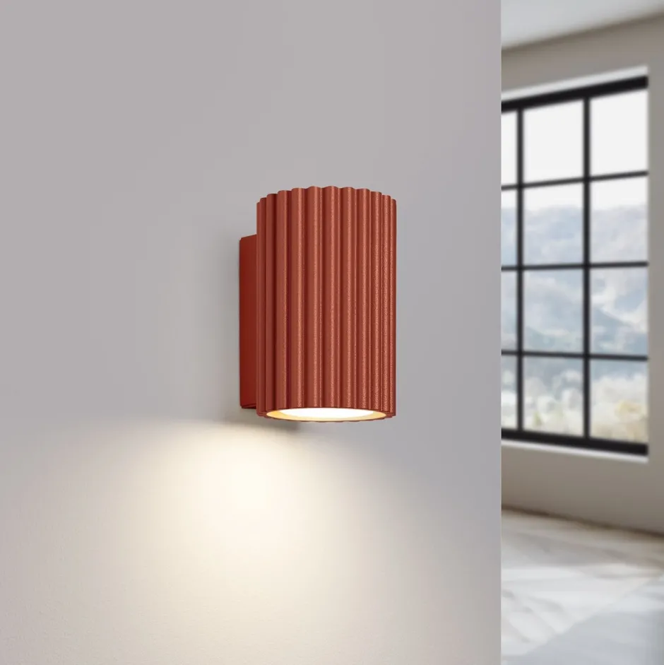 Flurlampen|Wohnzimmerlampen*Sollux Wandleuchte Rot klein H: 10 cm Aluminium GU10 Indoor