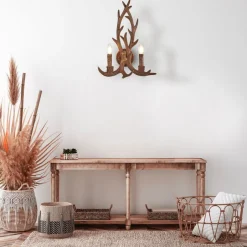 Searchlight Wandleuchte Rustikal aus Resin künstliches Geweih B: 36 cm< Wohnzimmerlampen|Metall Lampen