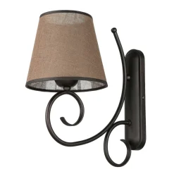 Lamkur Wandleuchte Rustikal Braun Landhaus gemütlich< Wohnzimmerlampen|Stofflampen