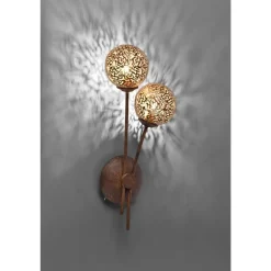 Paul Neuhaus Wandleuchte Rustikal Rostbraun Gold H:44 cm G9 2-flmg< Wohnzimmerlampen|Schlafzimmer Lampen
