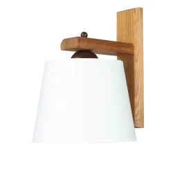 Lamkur Wandleuchte Schirm Holz wohnlich BEVERELY Lampe< Stofflampen|Holzlampen