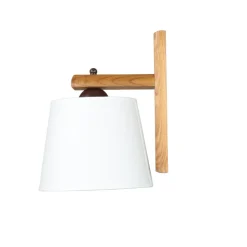 Lamkur Wandleuchte Schirm Holz wohnlich BEVERELY Lampe< Stofflampen|Holzlampen