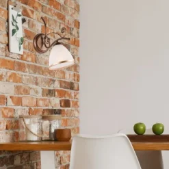 Wandleuchten|Küchenlampen*Lamkur Wandleuchte Schirm Shabby Braun antik Metall