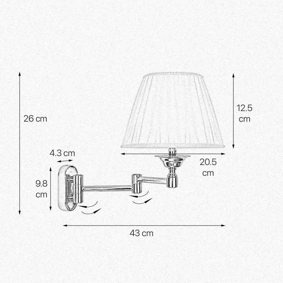 Giovanni Battista Wandleuchte Schlafzimmer Messing Stoff schwenkbar E14< Wandleuchten|Schlafzimmer Lampen