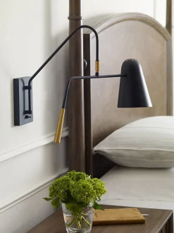 Wandleuchten|Küchenlampen*Elstead Wandleuchte Schwarz E27 Metall mit Schalter drehbar