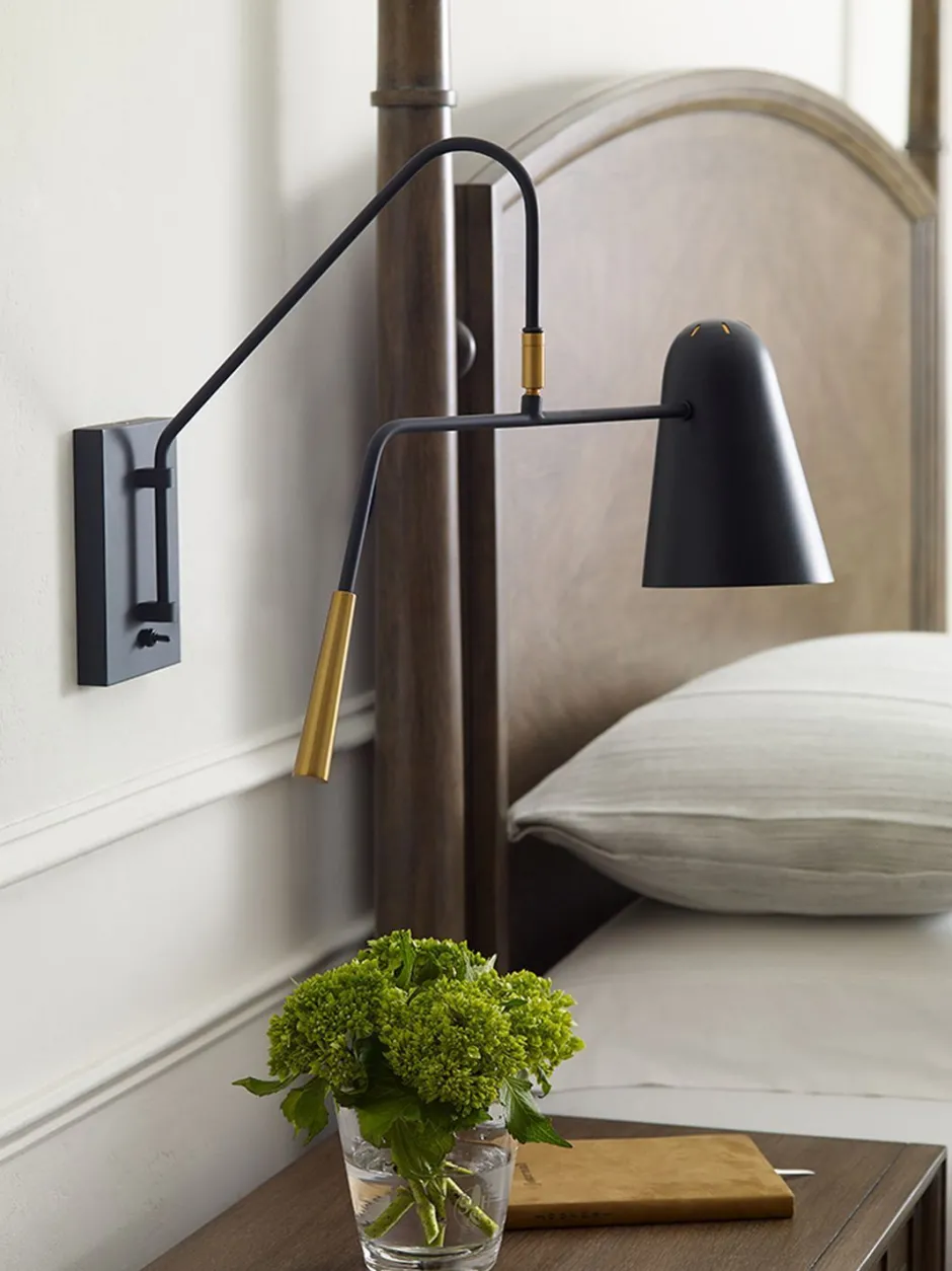 Wandleuchten|Küchenlampen*Elstead Wandleuchte Schwarz E27 Metall mit Schalter drehbar