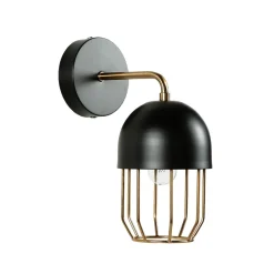 Wandleuchten|Küchenlampen*Easylight Wandleuchte Schwarz Gold E14 Metall Loft Design QUINN