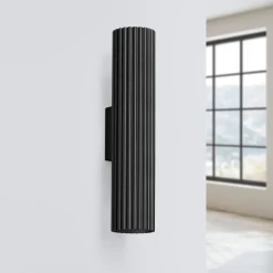 Flurlampen|Wohnzimmerlampen*Sollux Wandleuchte Schwarz H: 30 cm GU10 2-flammig Aluminium Up Down