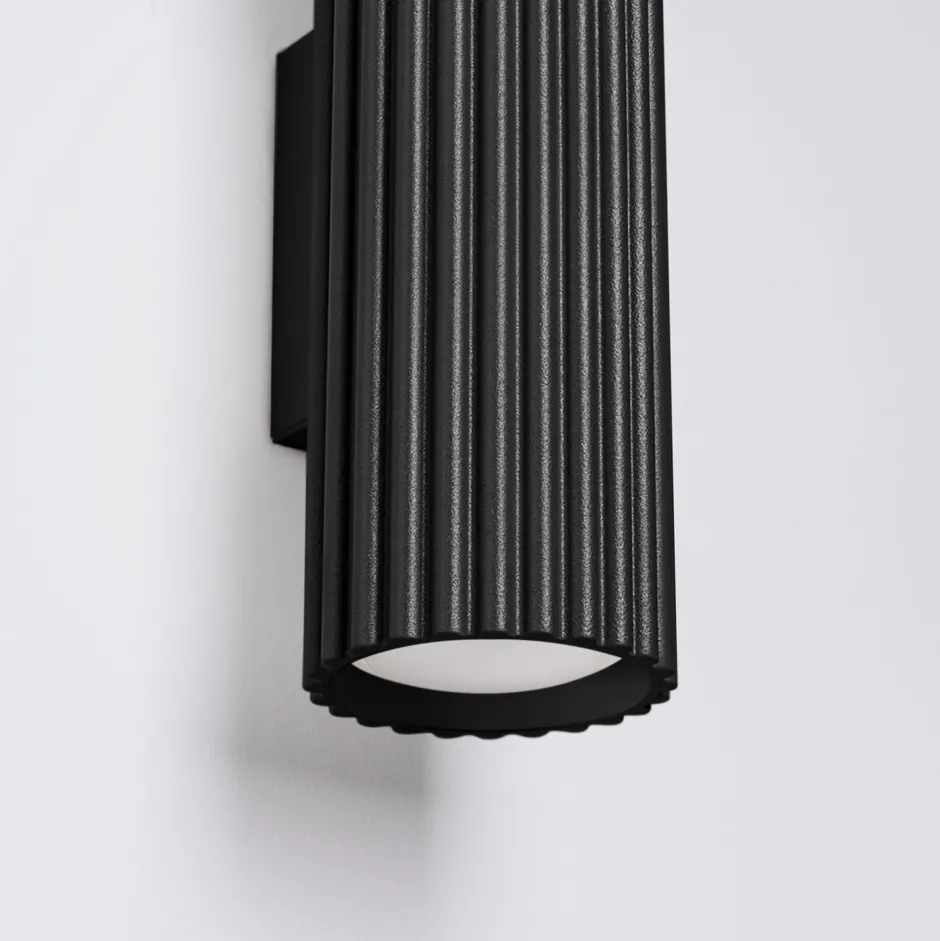 Flurlampen|Wohnzimmerlampen*Sollux Wandleuchte Schwarz H: 30 cm GU10 2-flammig Aluminium Up Down