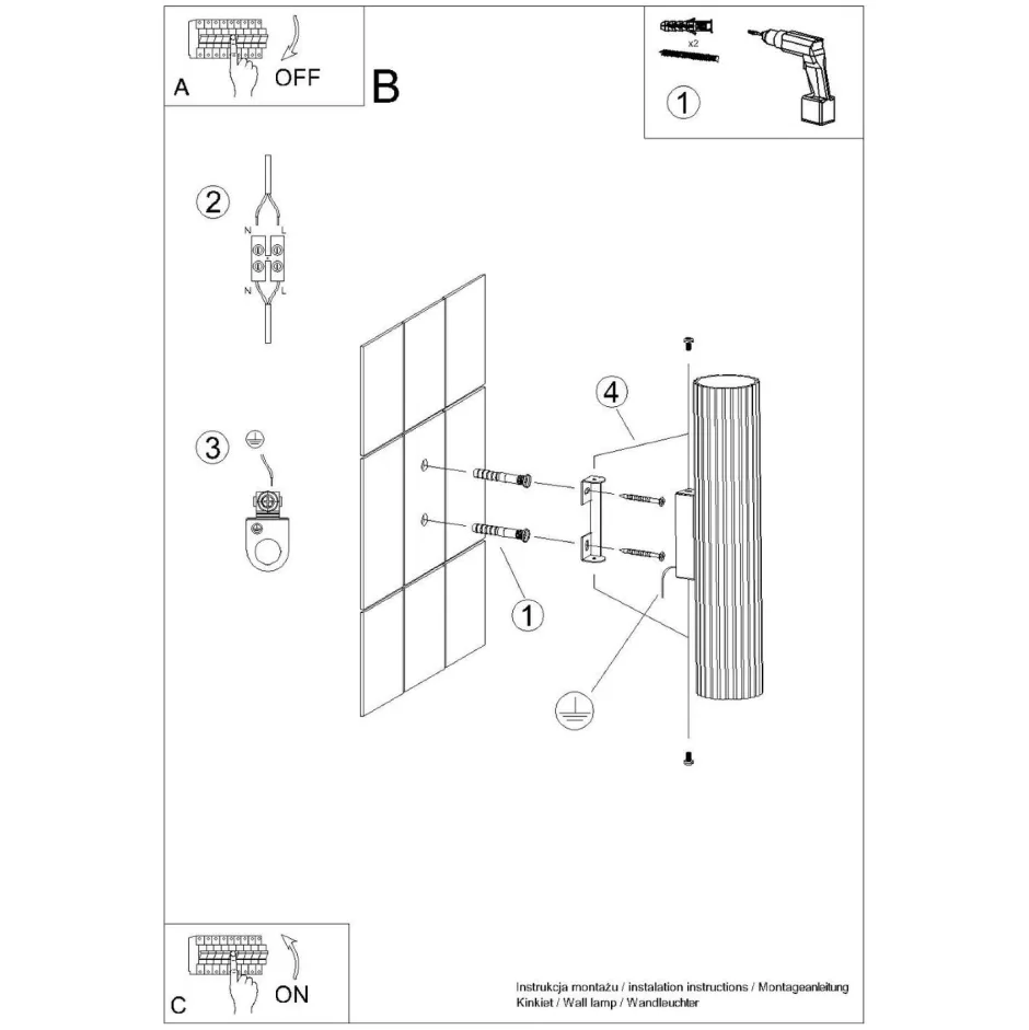 Flurlampen|Wohnzimmerlampen*Sollux Wandleuchte Schwarz H: 30 cm GU10 2-flammig Aluminium Up Down