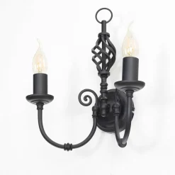 Searchlight Wandleuchte schwarz Jugendstil 2-flmg.< Wandleuchten|Jugendstil Lampen