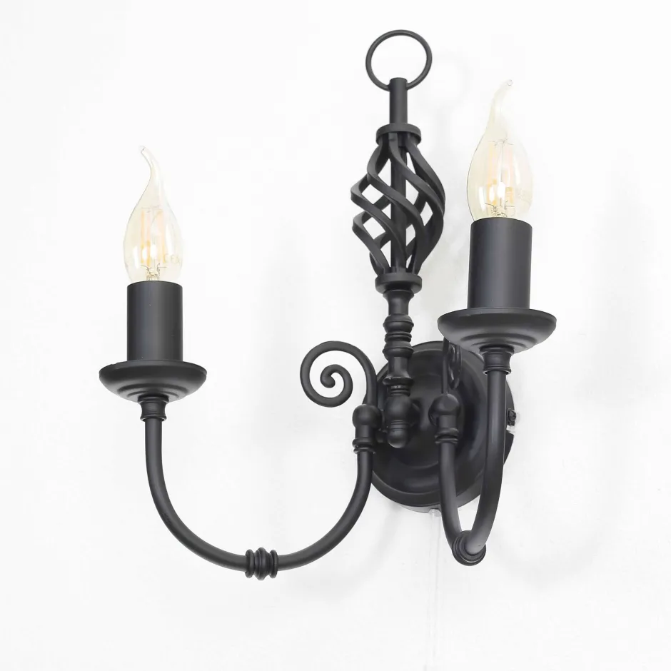 Searchlight Wandleuchte schwarz Jugendstil 2-flmg.< Wandleuchten|Jugendstil Lampen