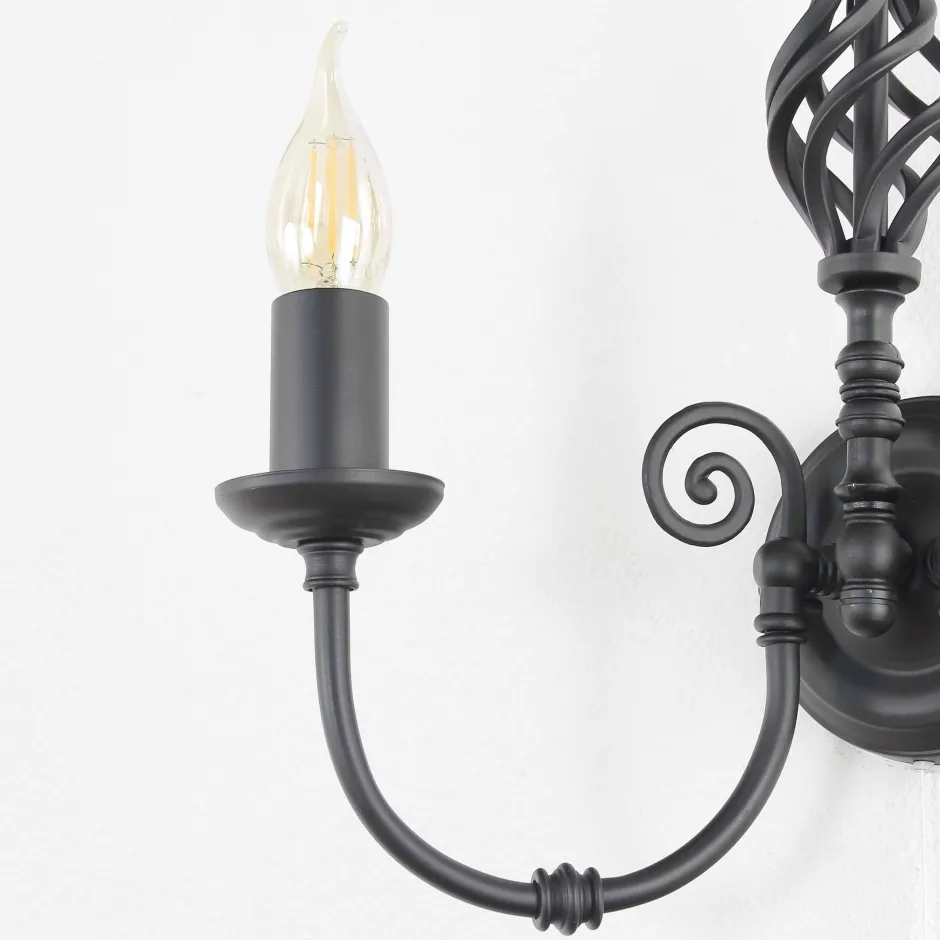 Searchlight Wandleuchte schwarz Jugendstil 2-flmg.< Wandleuchten|Jugendstil Lampen