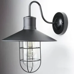 Wandleuchten|Flurlampen*Easylight Wandleuchte Schwarz Metall E27 innen Vintage