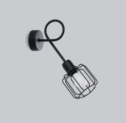 Sollux Wandleuchte Schwarz Metall Retro E14 Käfigschirm TISTA< Wandleuchten|Küchenlampen