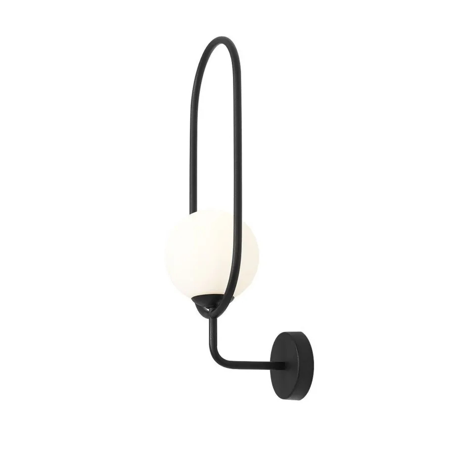 ALDEX Wandleuchte Schwarz Metall Glas H:55 cm E14 wohnlich< Wandleuchten|Badezimmer Lampe