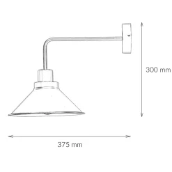 Vintage Lampen|Industrie Lampen*Easylight Wandleuchte Schwarz Metall T:41cm E27 Industrial