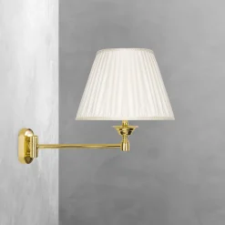 Wandleuchten|Schlafzimmer Lampen*Giovanni Battista Wandleuchte schwenkbar E14 Messing Stoff Klassisch elegant