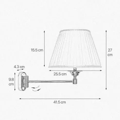 Wandleuchten|Schlafzimmer Lampen*Giovanni Battista Wandleuchte schwenkbar E14 Messing Stoff Klassisch elegant