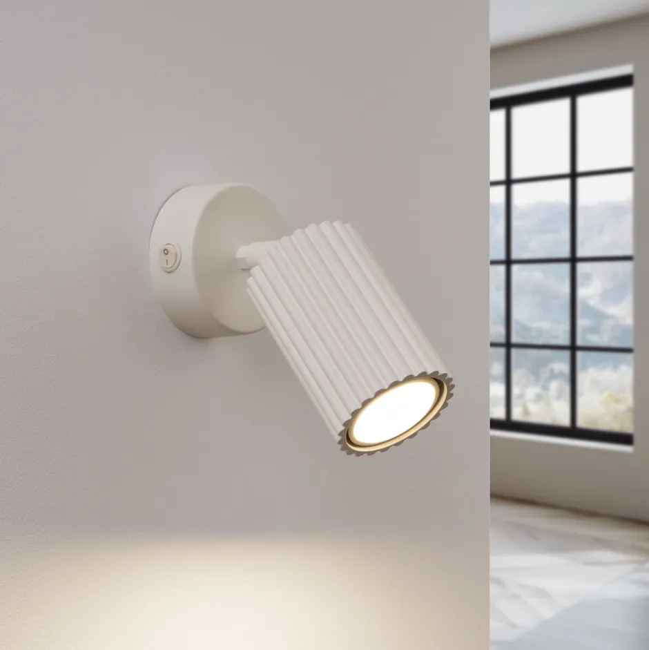 Flurlampen|Wohnzimmerlampen*Sollux Wandleuchte schwenkbar GU10 B: 8 cm klein in Creme Modern