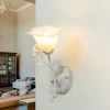 Glaslampen|Florale Lampen*Easylight Wandleuchte Shabby Blumen Creme Weiß Landhaus