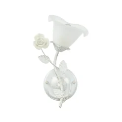 Glaslampen|Florale Lampen*Easylight Wandleuchte Shabby Blumen Creme Weiß Landhaus